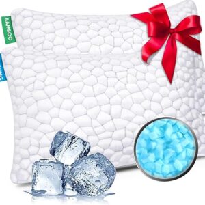 SUPA MODERN Cooling Bed Pillows for Sleeping 2 Pack Shredded Memory Foam Pillows Adjustable Cool Pillow for Side Back Stomach Sleepers Luxury Gel Pillows Queen Size Set of 2 Washable Removable Cover